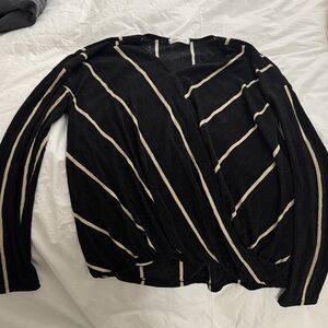 Vestique Black and Cream Striped Top